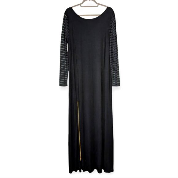 NWT Samantha Leibowitz Women's Black Mesh Sleeve Maxi Dress XL - Picture 1 of 10